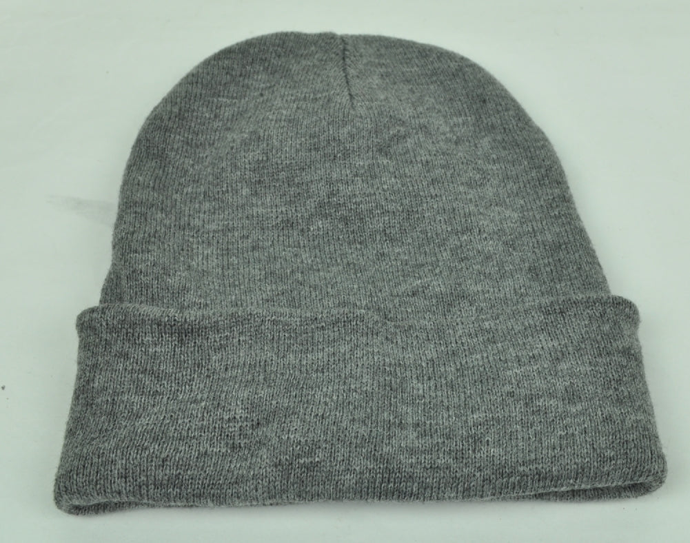 Gray Knit Beanie Cuffed Knit Beanie Toque Blank Plain Winter Hat Skully Thick