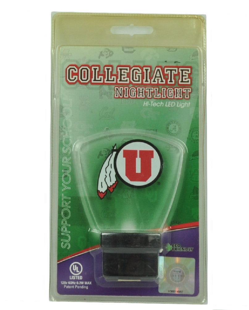 NCAA Utah Utes Night Light Hi Tech LED White Acrylic Wall Plug Dark Bright