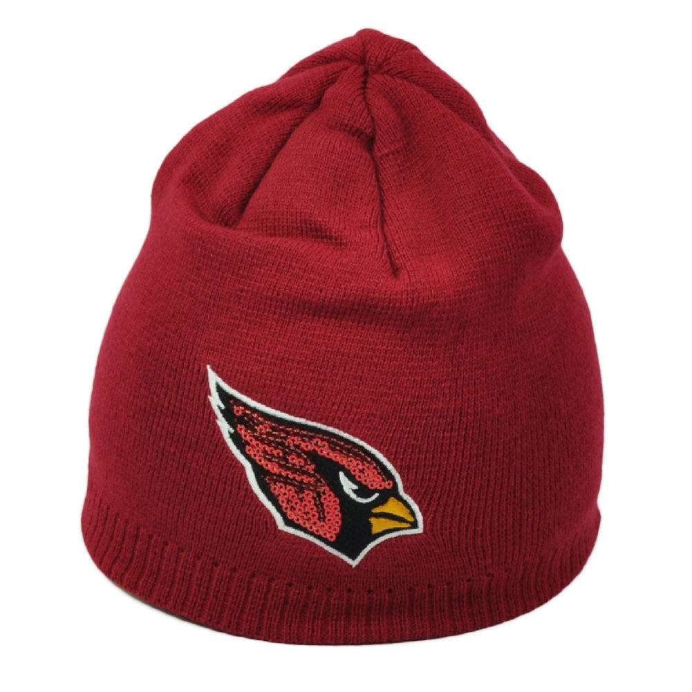NFL Arizona Cardinals Burgundy Womens Cuffless Sequin Logo Knit Beanie Hat