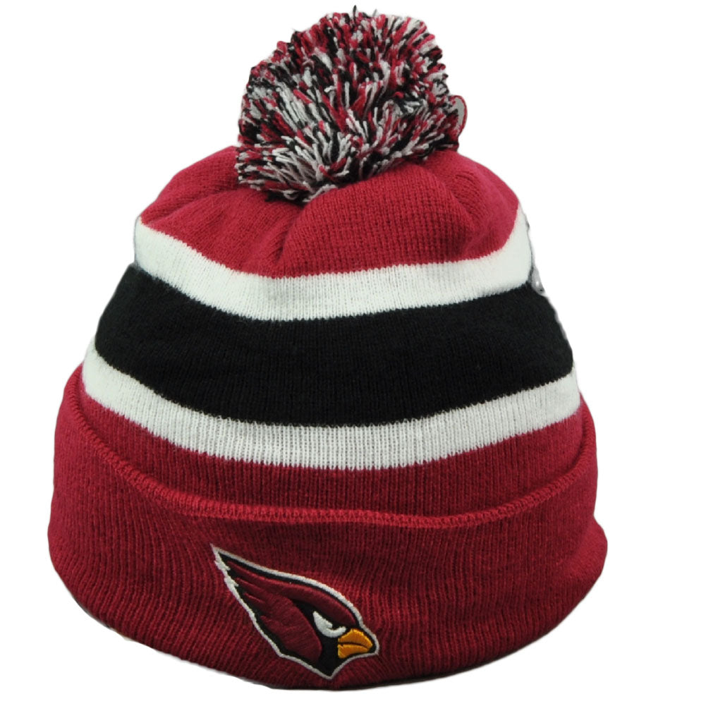 NFL Arizona Cardinals Striped Pom Pom Beanie Cuffed Knit Burgundy Winter Toque