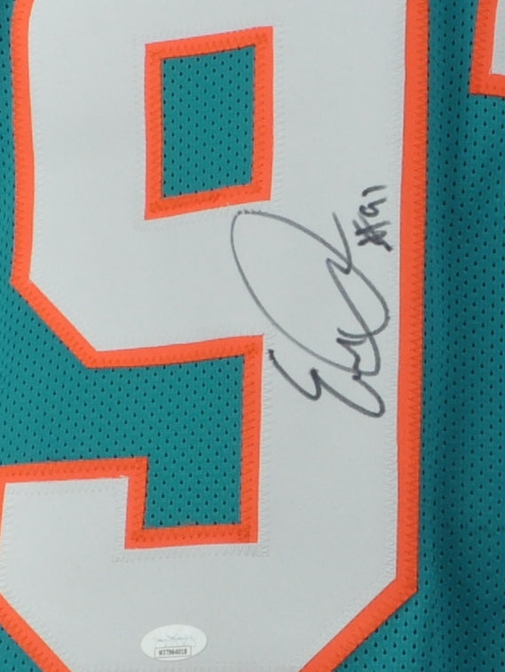 NFL Miami Dolphins Emmanuel Ogbah #91 Jersey Replica Signed Teal JSA Card