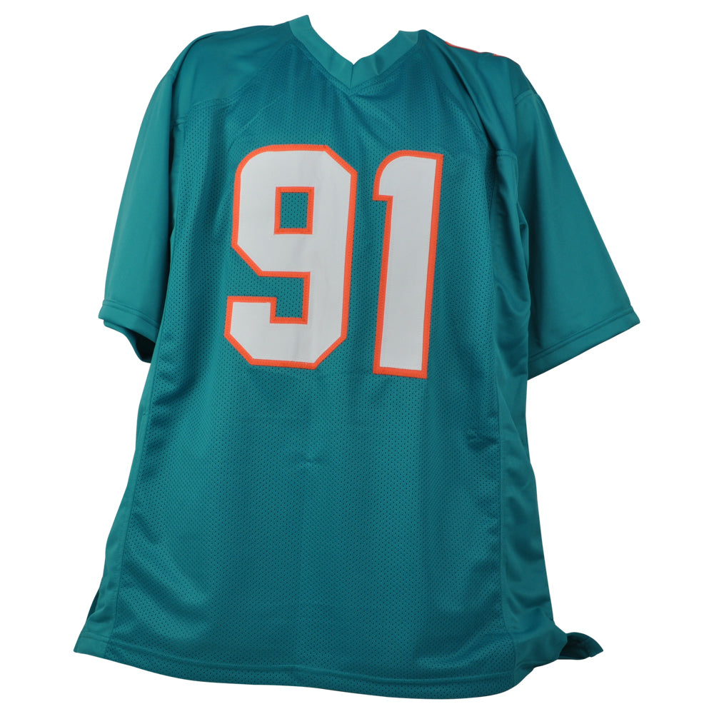 NFL Miami Dolphins Emmanuel Ogbah #91 Jersey Replica Signed Teal JSA Card