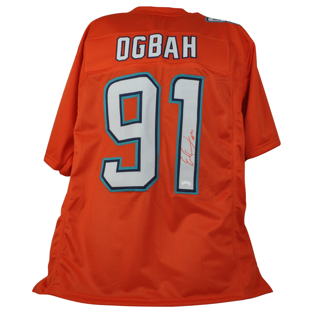 NFL Miami Dolphins Orang Emmanuel Ogbah #91 Jersey Replica Signed JSA Card