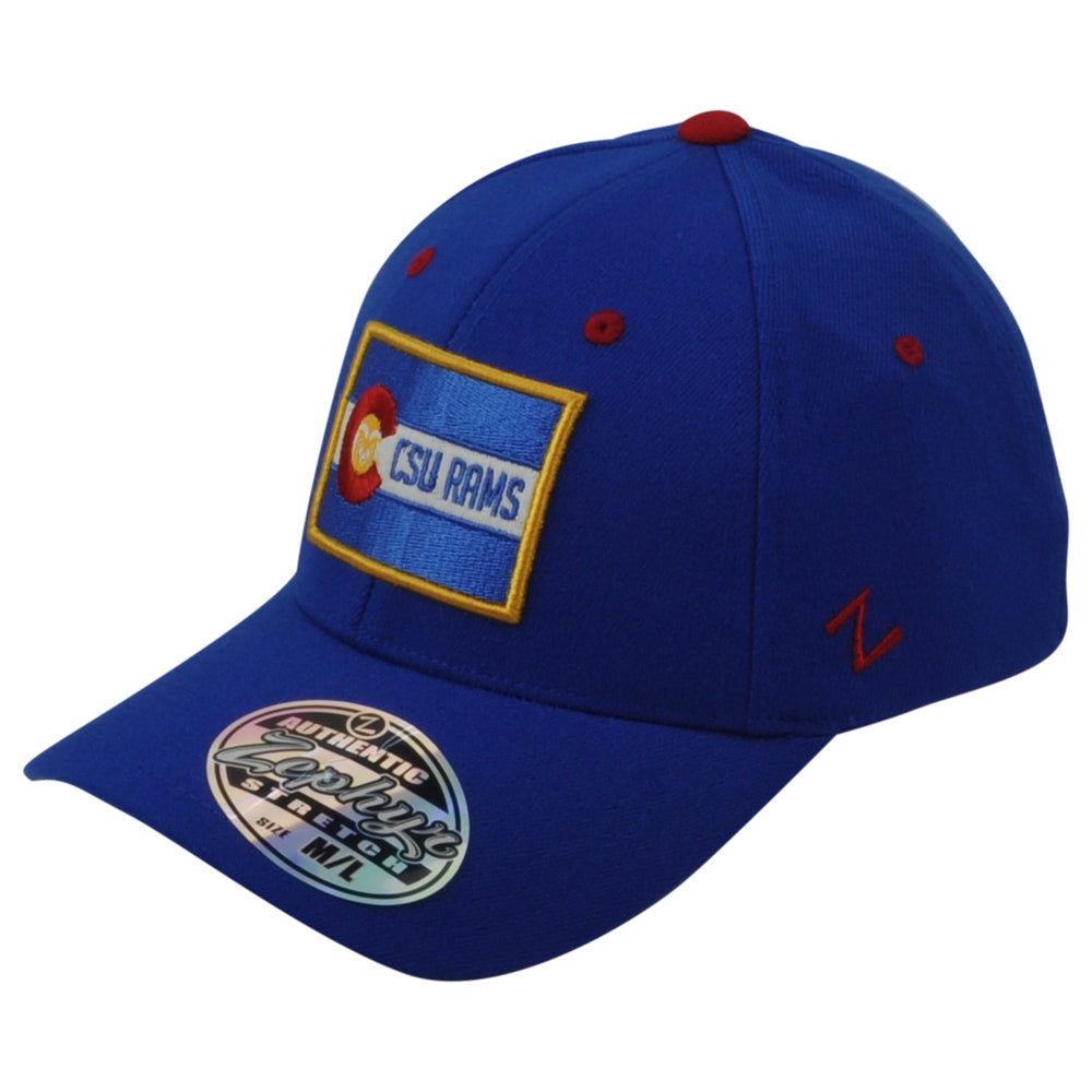 NCAA Zephyr Colorado State Rams Royal Blue Logo Flex Fit Stretch Hat Cap