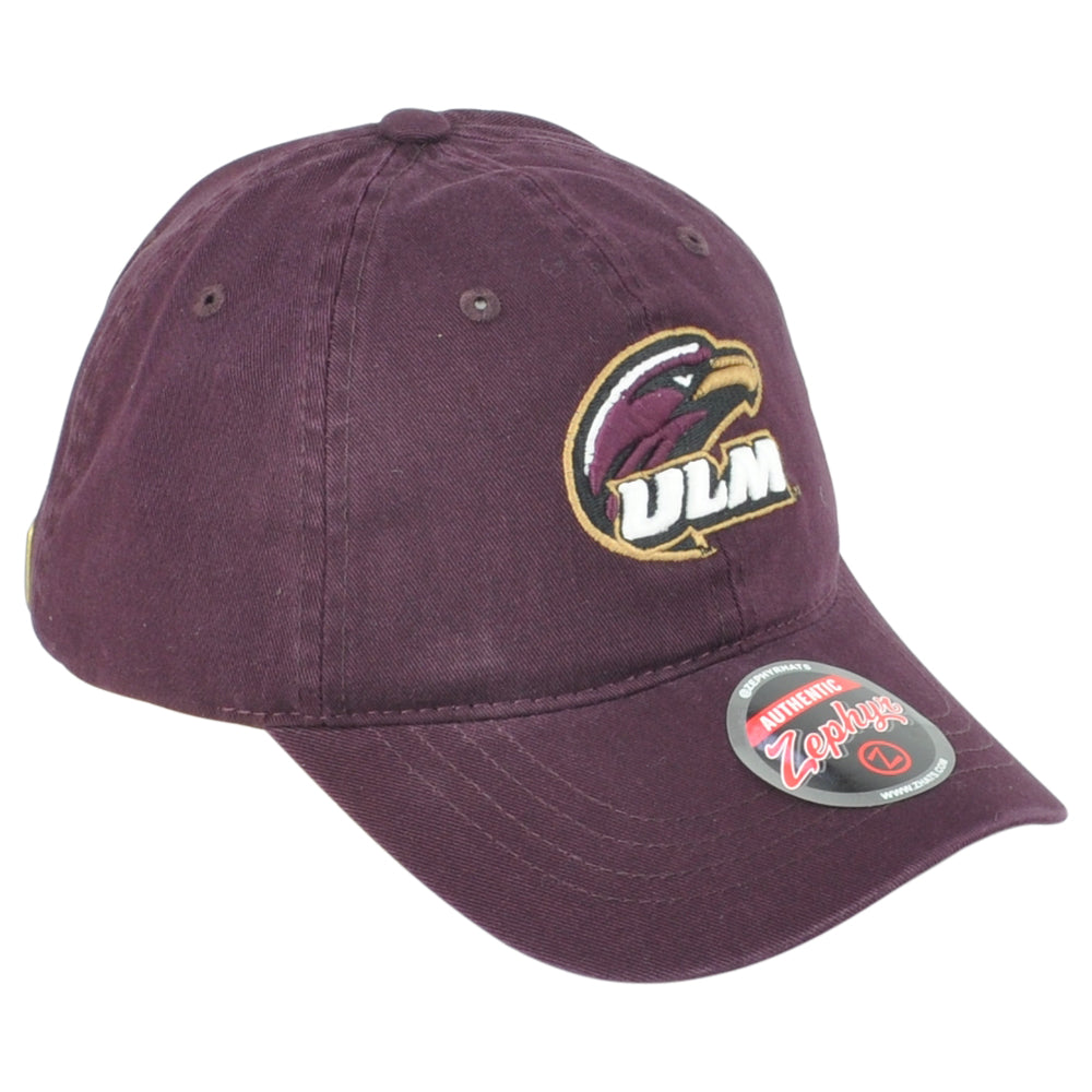 NCAA Zephyr Louisiana-Monroe Warhawks ULM Curved Bill Washed Adjustable Hat Cap