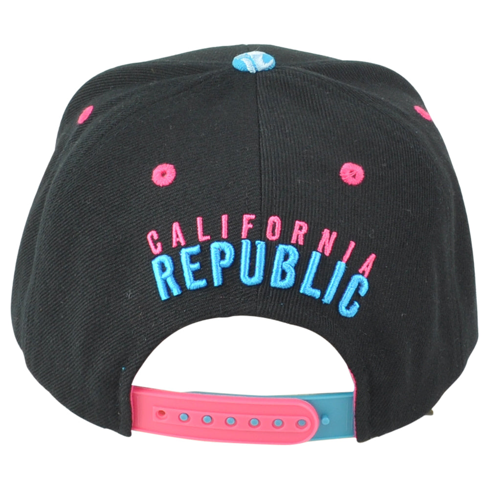 Zephyr California Cali Bear Republic Snapback Flat Bill State Black USA Hat Cap