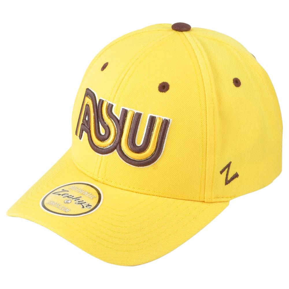 NCAA Zephyr Arizona State Sun Devils ASU Yellow Curved Bill Adjustable Hat Cap