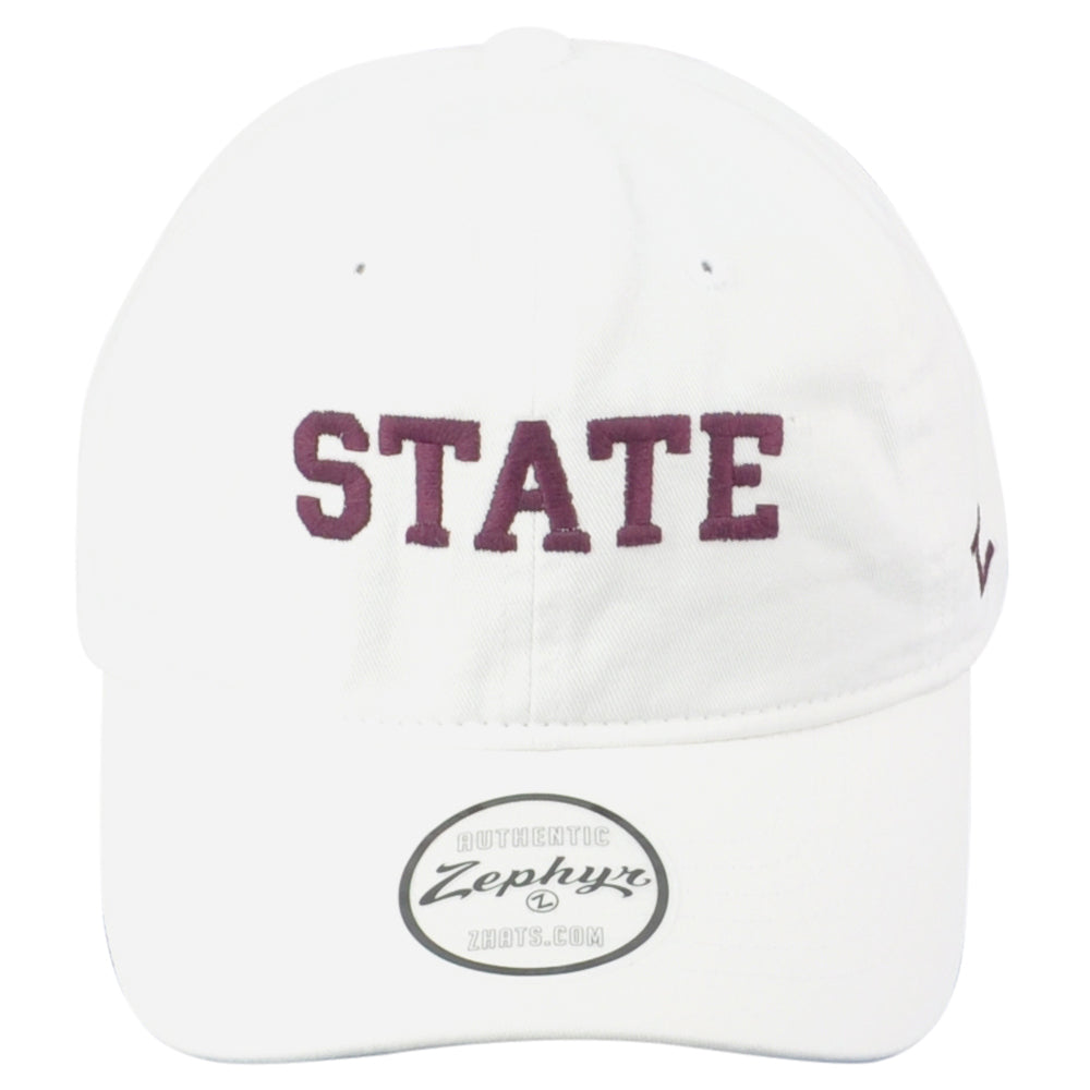 NCAA Zephyr Mississippi State Bulldogs White Curved Bill Men Adjustable Hat Cap