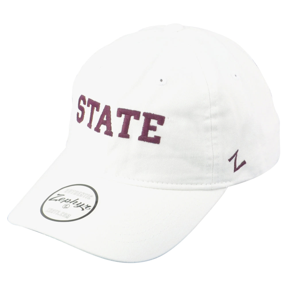 NCAA Zephyr Mississippi State Bulldogs White Curved Bill Men Adjustable Hat Cap