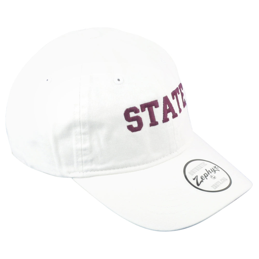 NCAA Zephyr Mississippi State Bulldogs White Curved Bill Men Adjustable Hat Cap