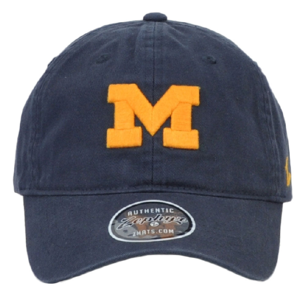 NCAA Zephyr Michigan Wolverines Sun Buckle Hat Cap Blue Curved Bill