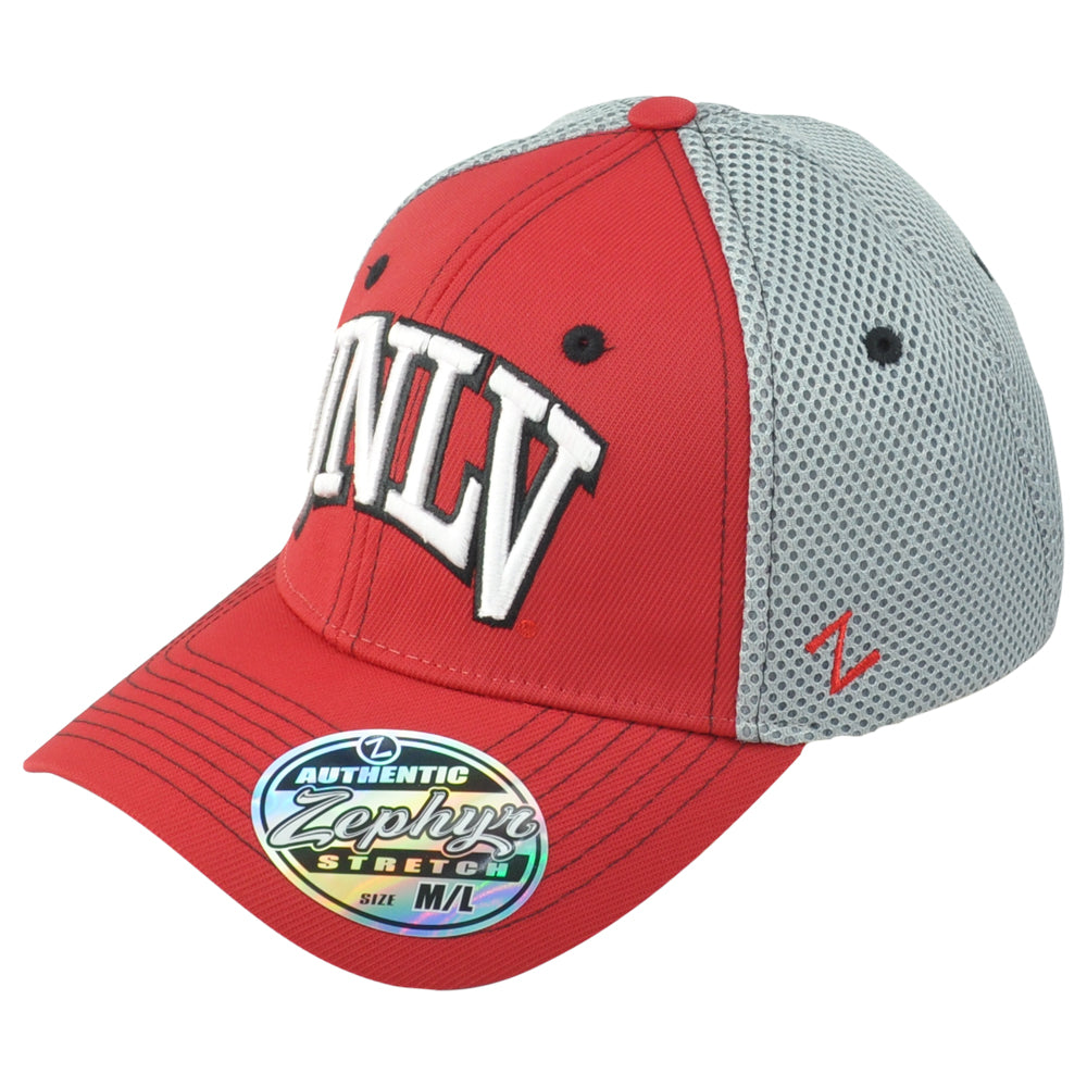 NCAA Zephyr UNLV Rebels Jersey Mesh Fitted Logo Curved Bill Youth Kids Hat Cap