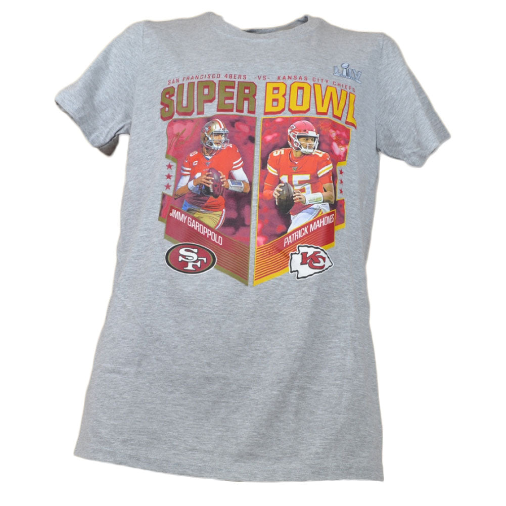 NFL Super Bowl LIV SF 49ers-KC Chiefs Men Gray Short Sleeve Tshirt Tee
