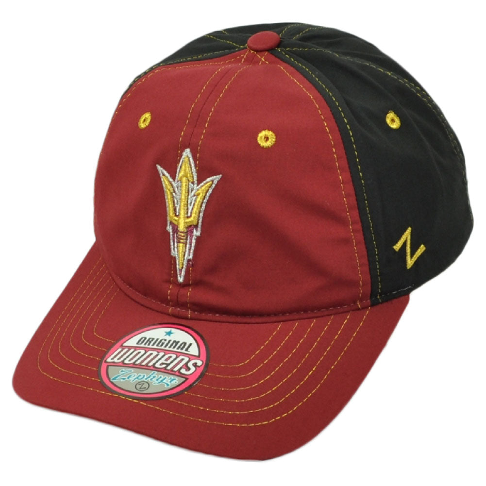 NCAA Zephyr Arizona Sun Devils Womens Hat Cap Black Burgundy Adjustable Ladies