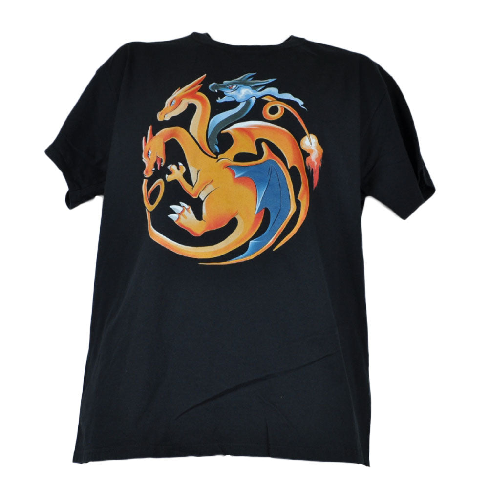 Targaryen Charizard Pokemon Mens Tshirt Tee Black Crew Neck Cartoon