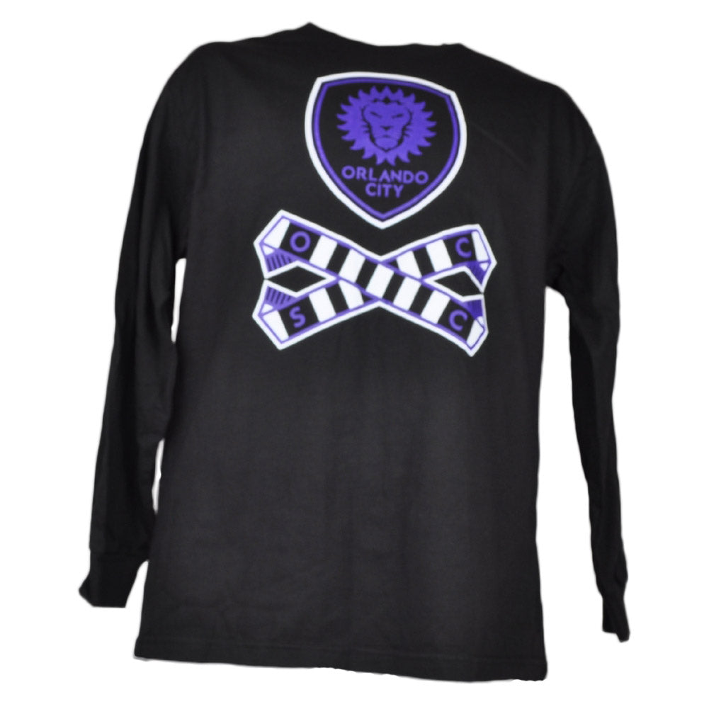 MLS Orlando City Soccer Club Mens Long Sleeve Sweat Shirt Tee Black Crew Neck