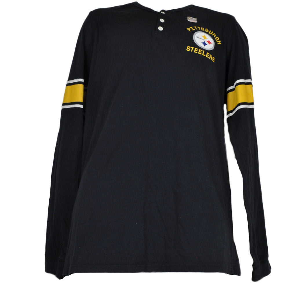 NFL Pittsburgh Steelers Logo Men Long Sleeve Black Crew Neck Tshirt
