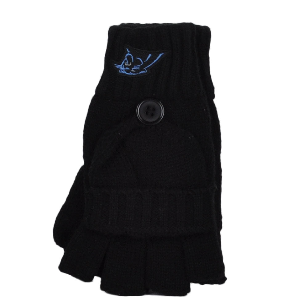 NFL '47 Brand Carolina Panthers Fingerless Gloves Knitted Winter Mittens Black