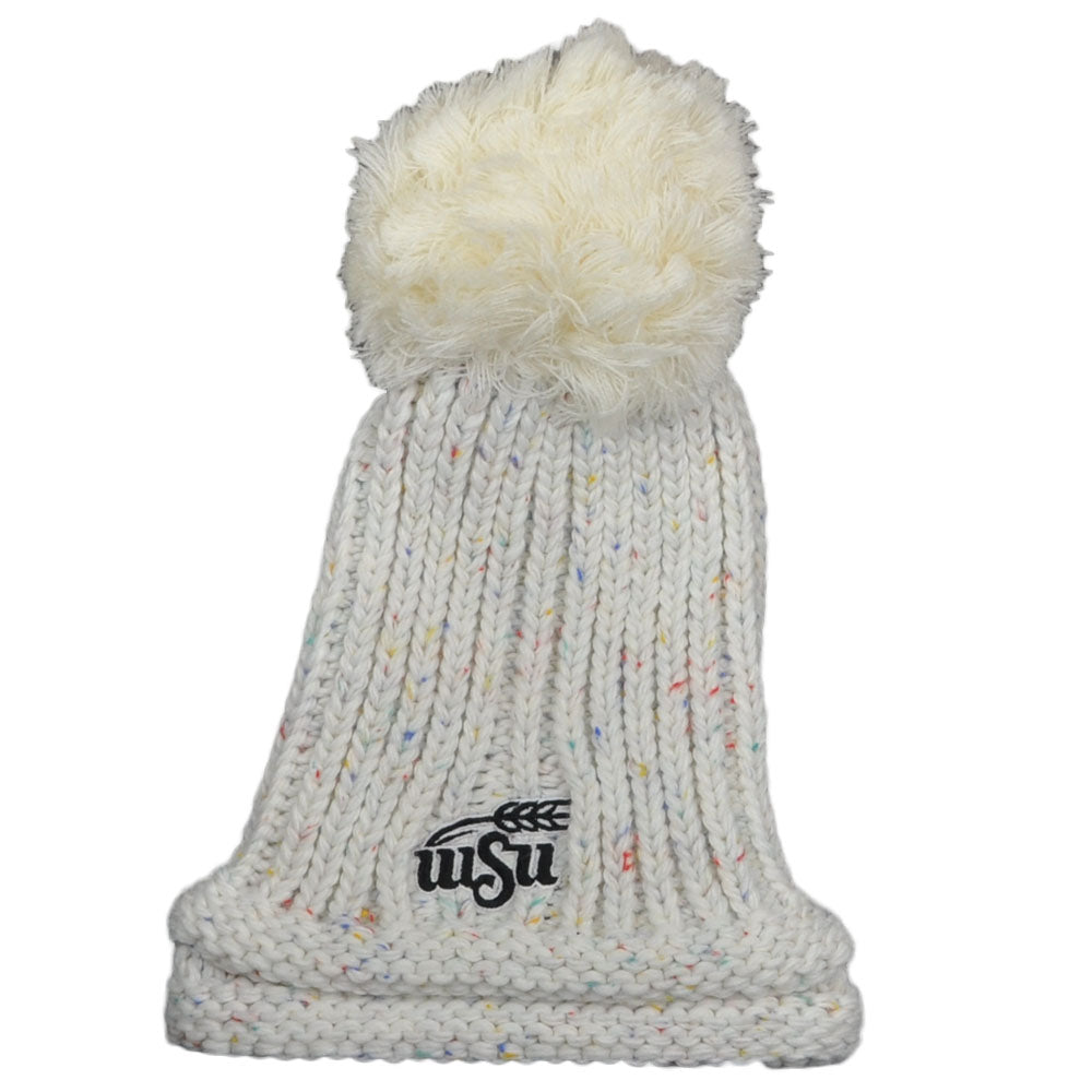 NCAA Adidas Wichita State Shockers KWT45 White Pom Pom Cuffed Knit Beanie Hat