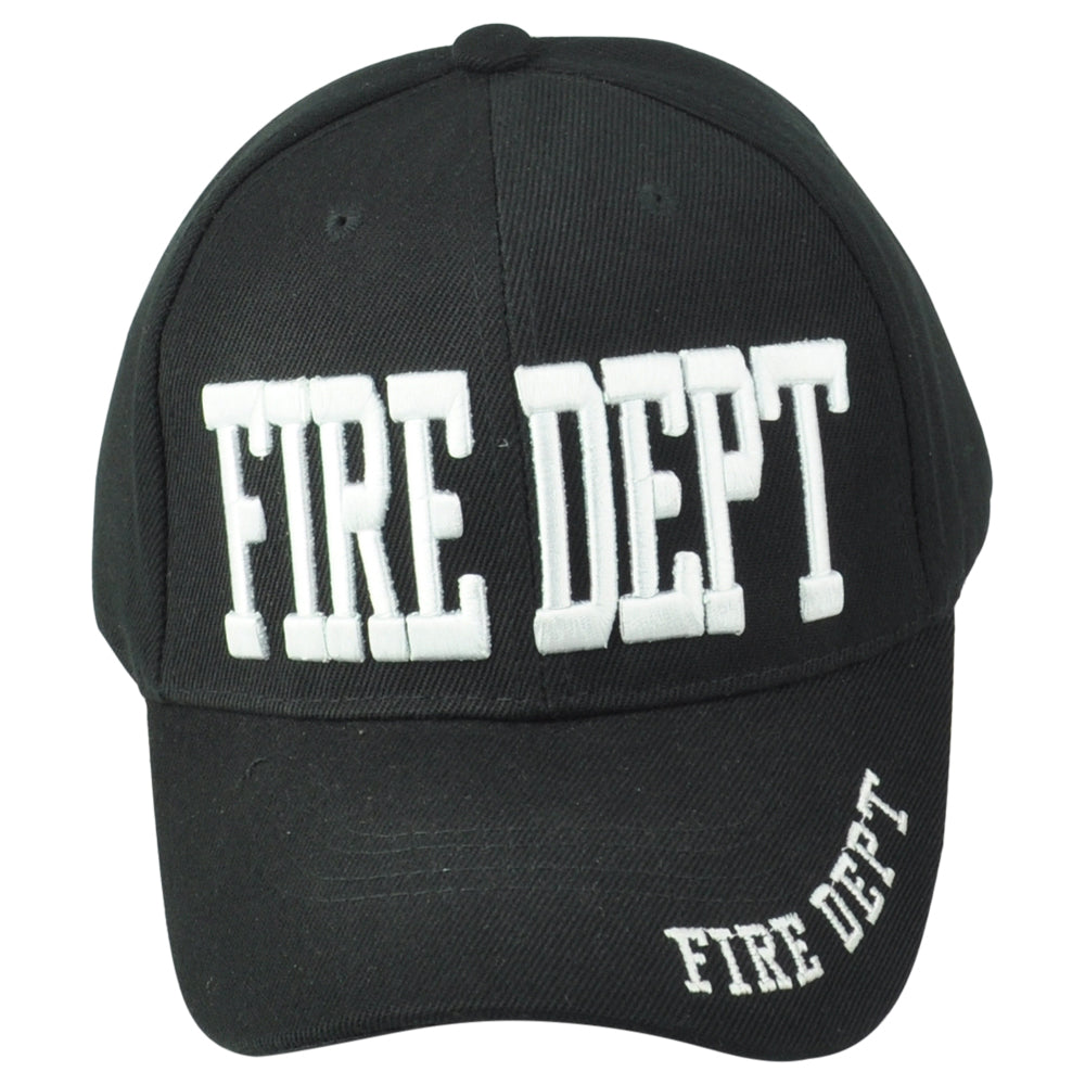 Fire Dept Department Firefighters Adults Curved Bill Black Adjustable Hat Cap
