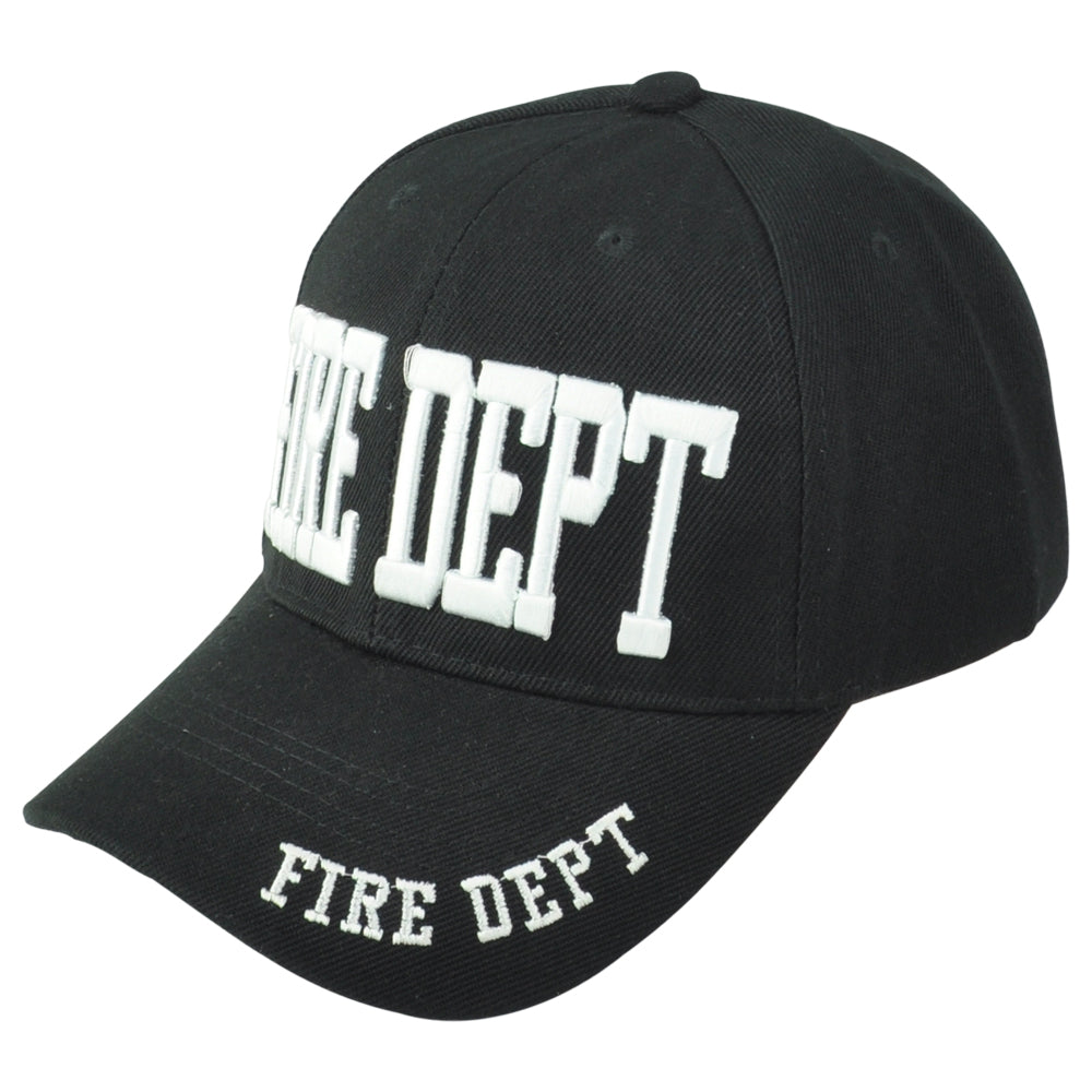 Fire Dept Department Firefighters Adults Curved Bill Black Adjustable Hat Cap