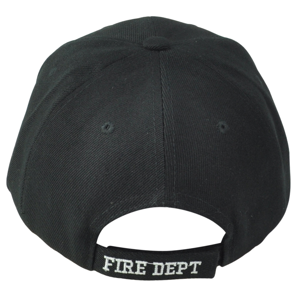 Fire Dept Department Firefighters Adults Curved Bill Black Adjustable Hat Cap