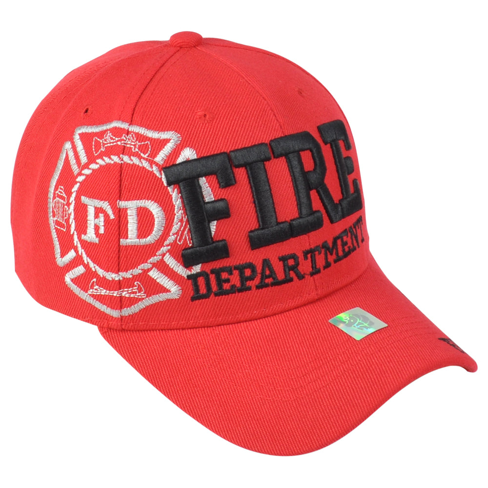 Fire Dept Department Firefighters Logo Adults Constructed Red Adjustable Hat Cap