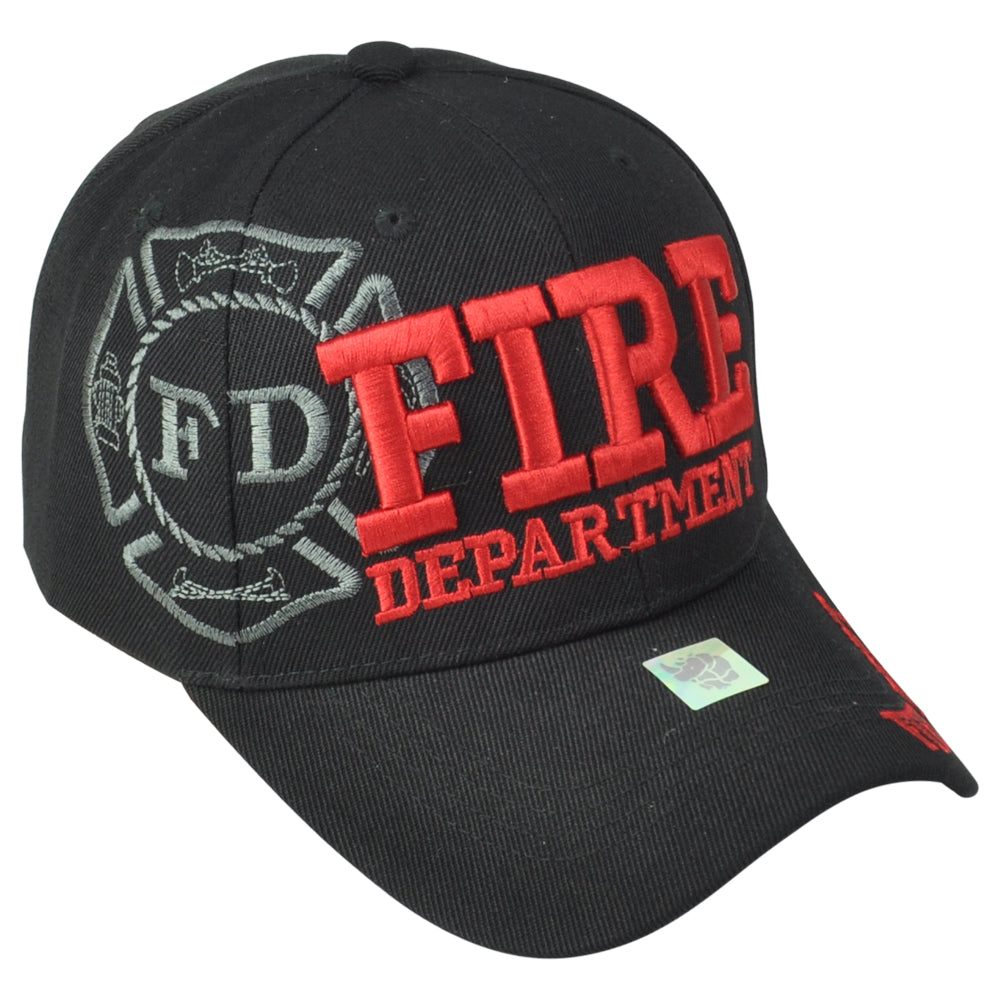 Fire Dept Department Firefighters Logo Men Constructed Black Adjustable Hat Cap