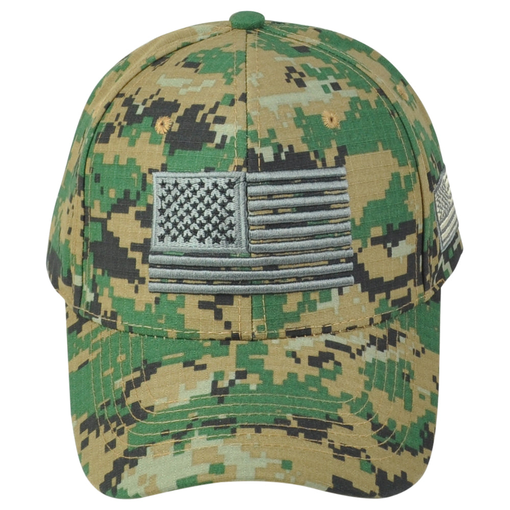 United States USA Flag 3D Logo American Digital Camo Green Curved Bill Hat Cap