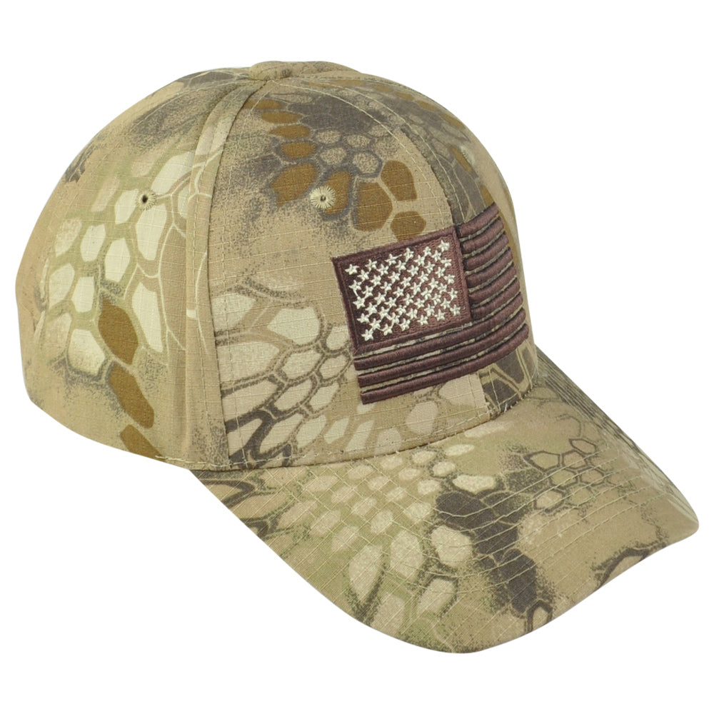 United States USA Flag 3D Logo American Brown Camouflage Camo Snapback Hat Cap