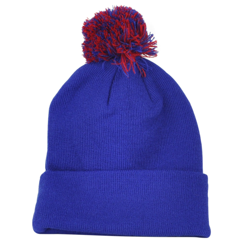 Zephyr Colorado State USA Vector Logo Pom Pom Cuffed Blue Knit Beanie Hat Winter