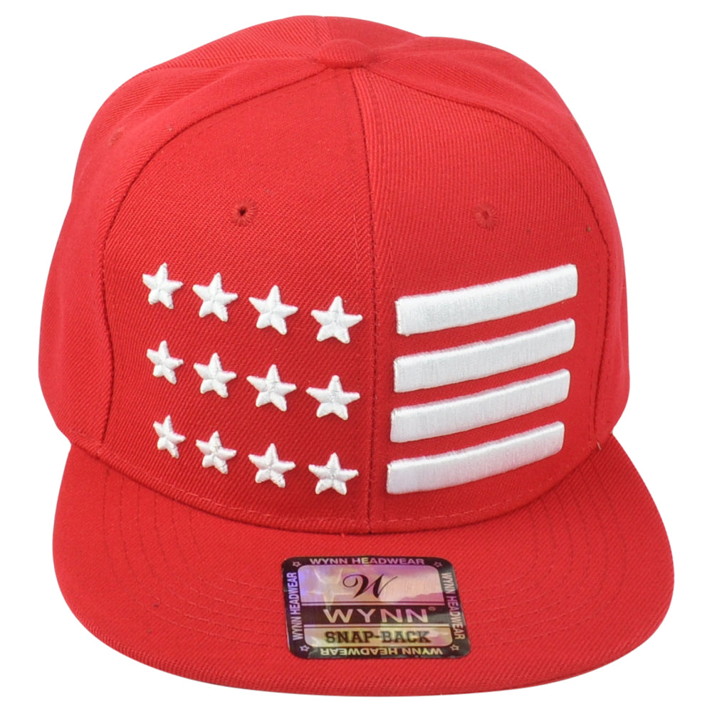 United States USA Flag 3D Block Red White American Flat Bill Adult Men Hat Cap