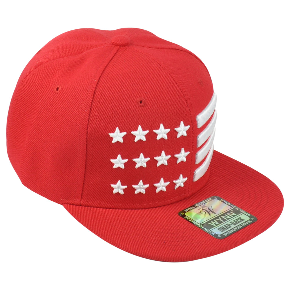 United States USA Flag 3D Block Red White American Flat Bill Adult Men Hat Cap