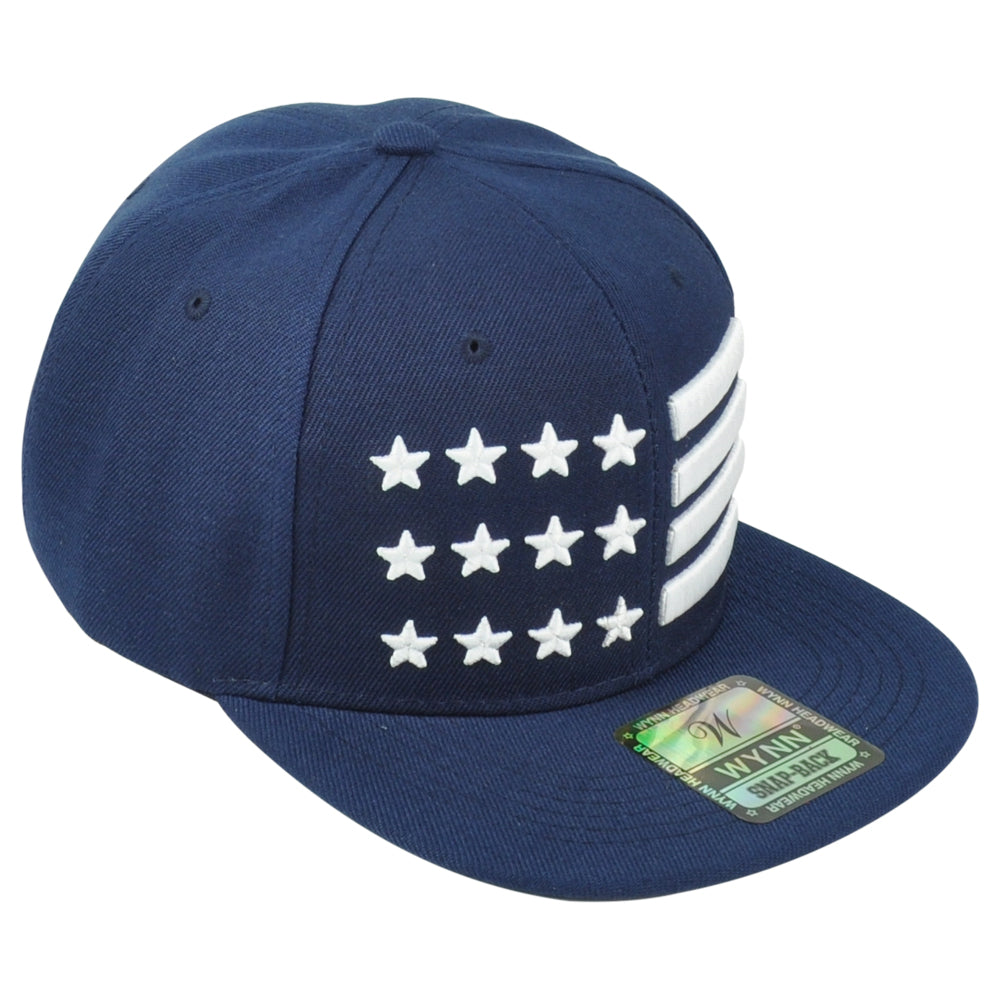 United States USA Flag 3D Block Blue White American Flat Bill Adult Men Hat Cap