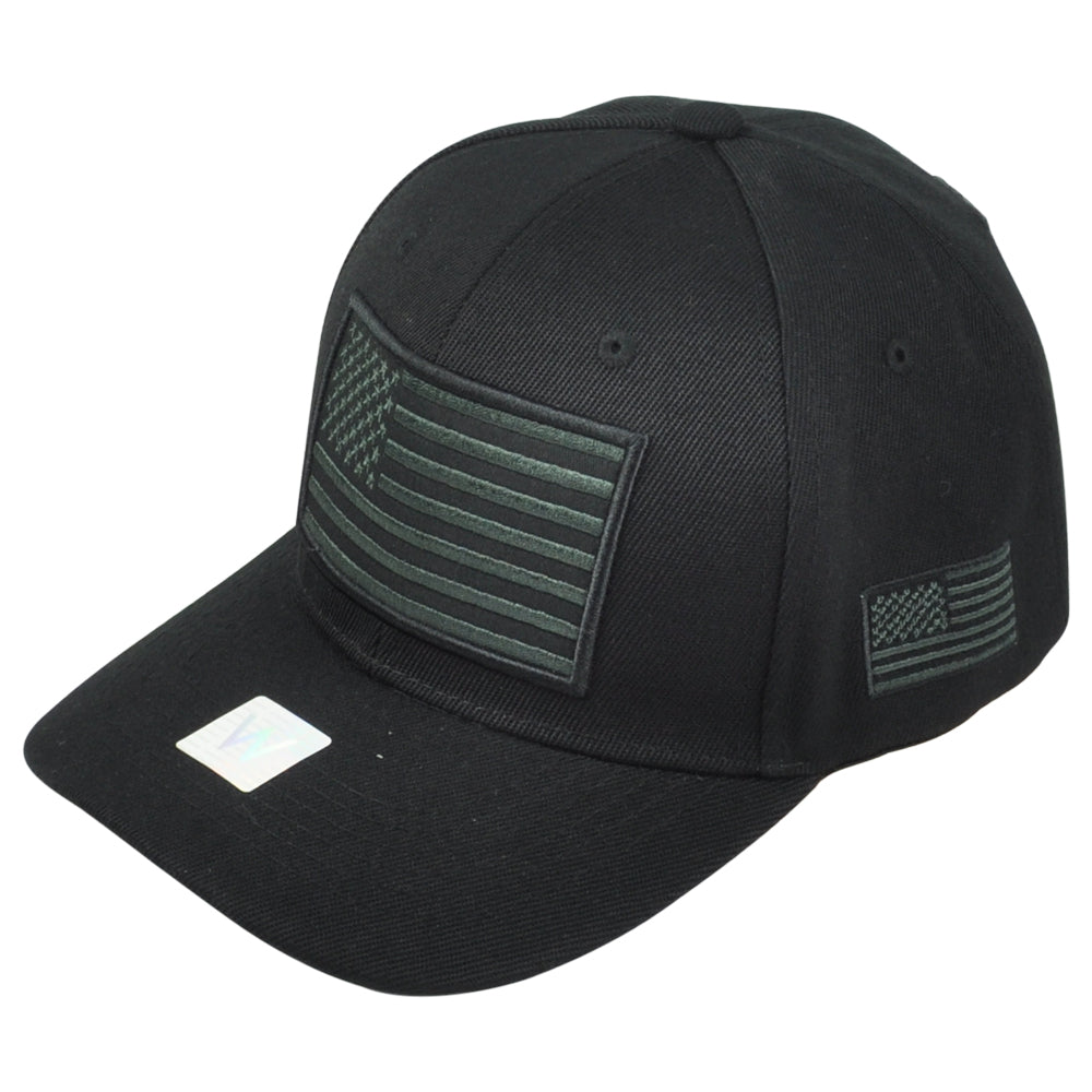United States USA Flag Patch Black Adjustable Adult American Curved Bill Hat Cap
