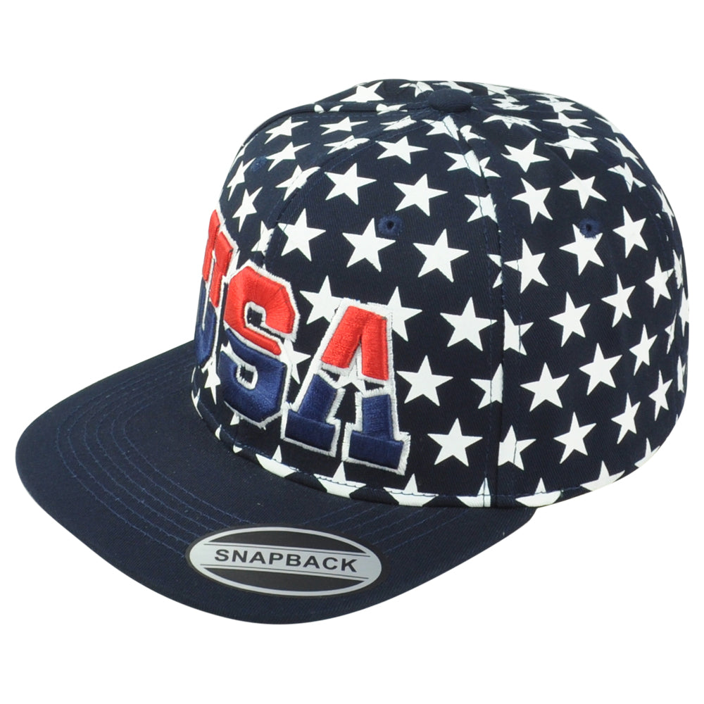 United States USA Flag Logo American Patriotic Navy Star Snapback Adults Hat Cap
