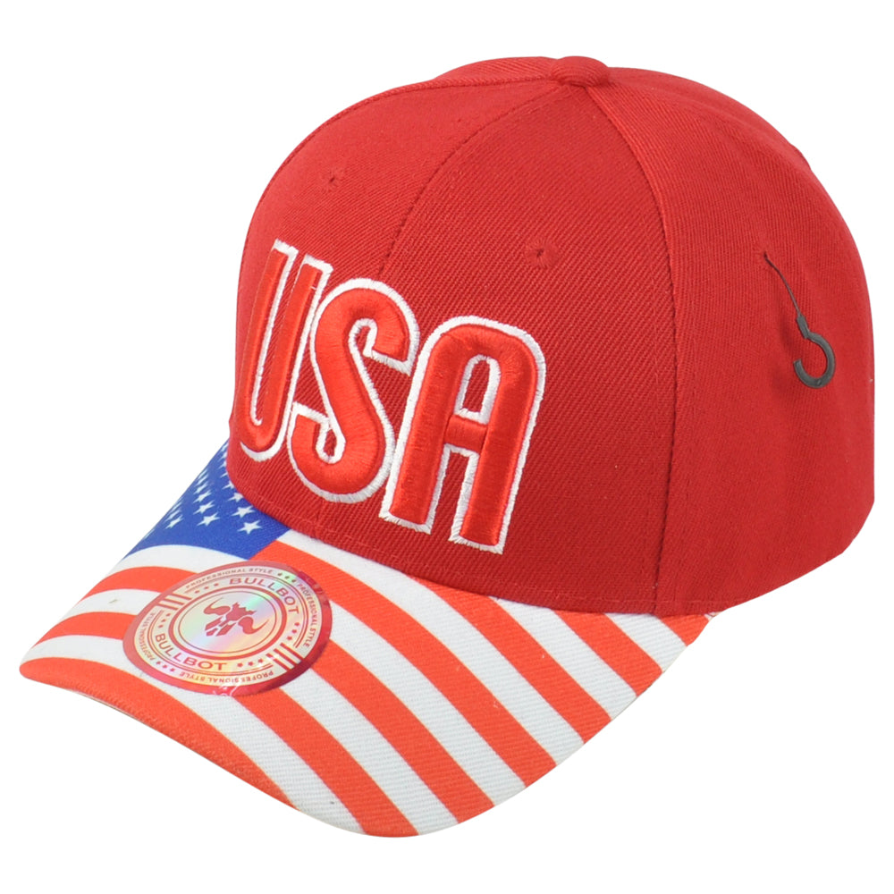 United States USA Flag Logo American Patriotic Red Adjustable Adults Men Hat Cap