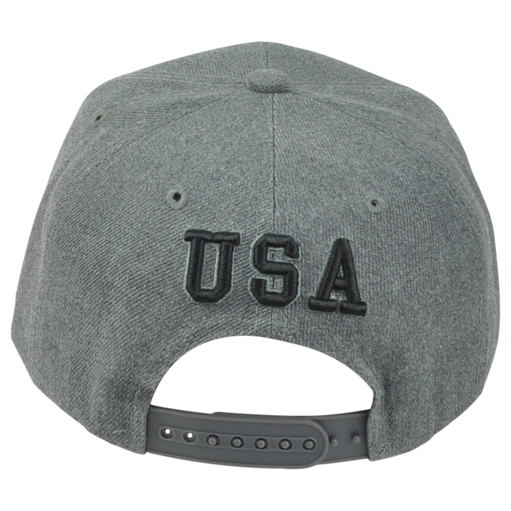 United States USA Flag Patch Dark Grey Adjustable American Flat Bill Hat Cap