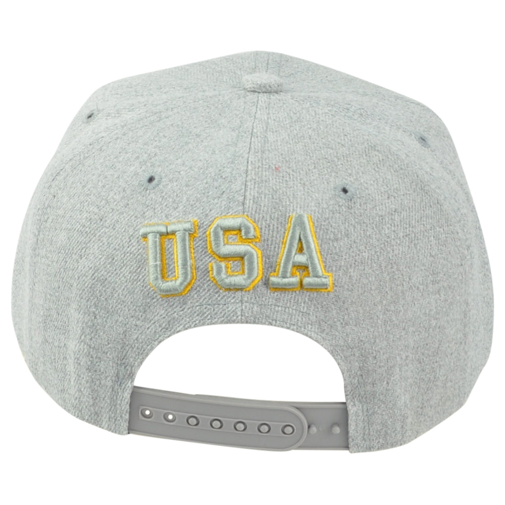 United States USA Flag Patch Light Grey Snapback American Men Flat Bill Hat Cap