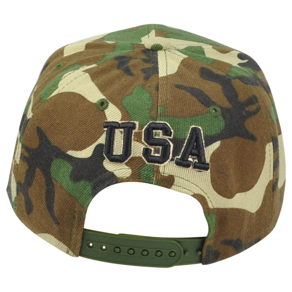 United States USA Flag Patch Military Camo Snapback American Flat Bill Hat Cap