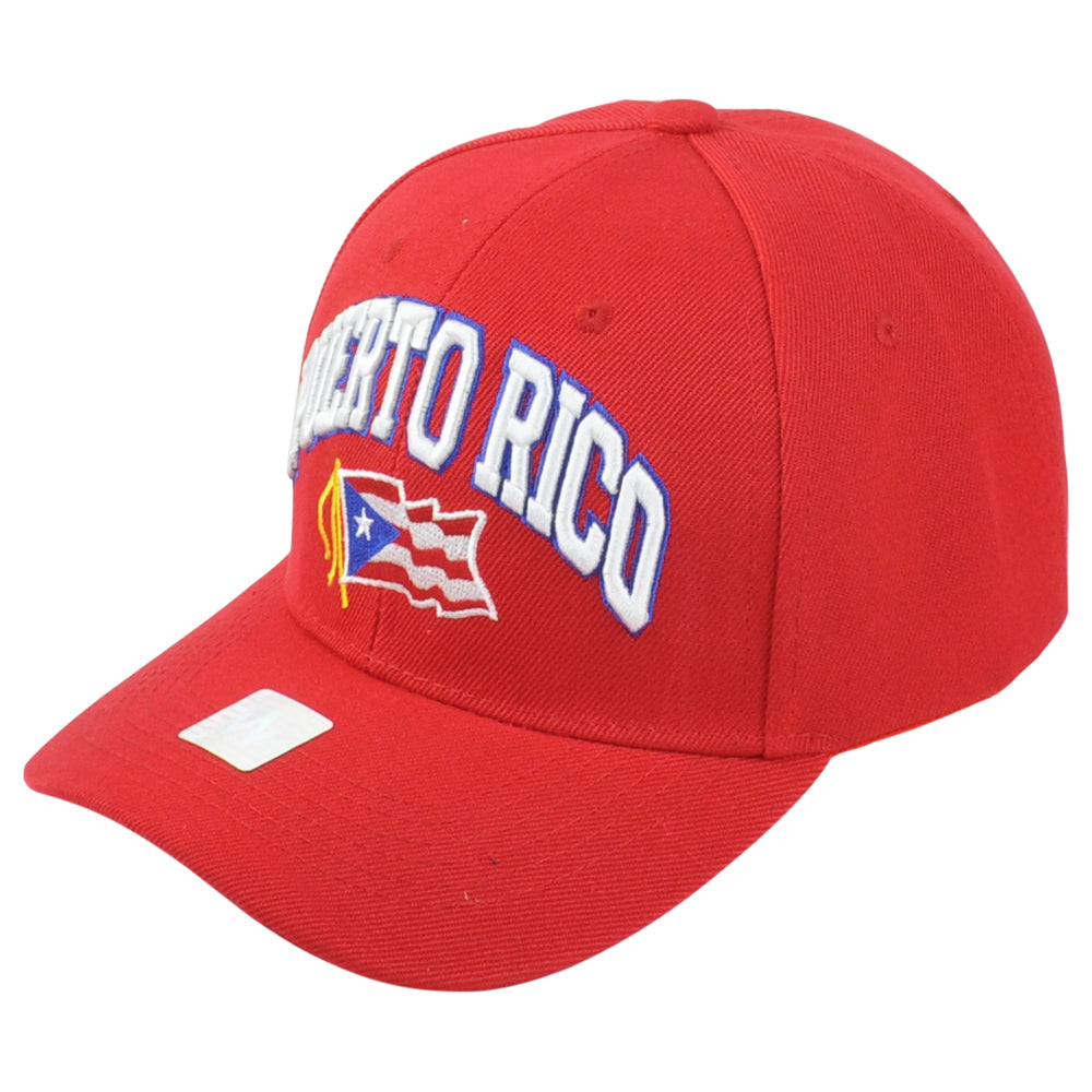 Puerto Rico Central America Country Red Curved Bill Adjustable Adult Men Hat Cap