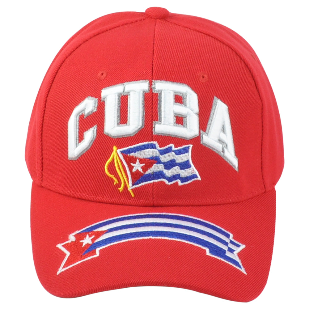 Cuba Central America Country Red Flag Curved Bill Adjustable Adults Men Hat Cap