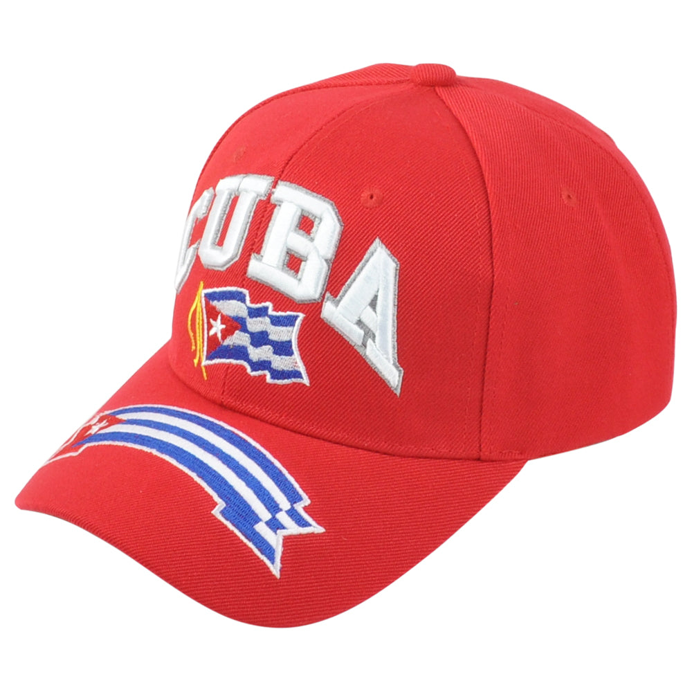 Cuba Central America Country Red Flag Curved Bill Adjustable Adults Men Hat Cap