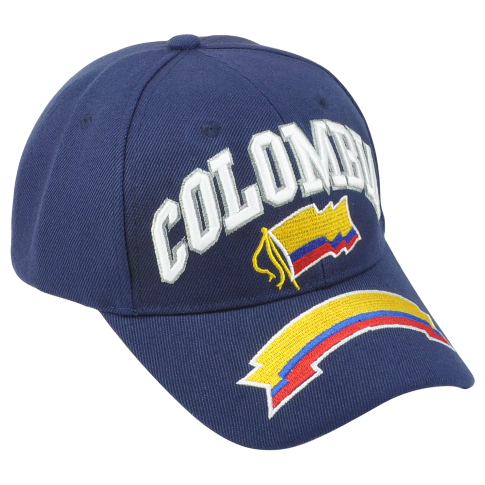 Colombia South America Country Blue Curved Bill Adjustable Adults Men Hat Cap