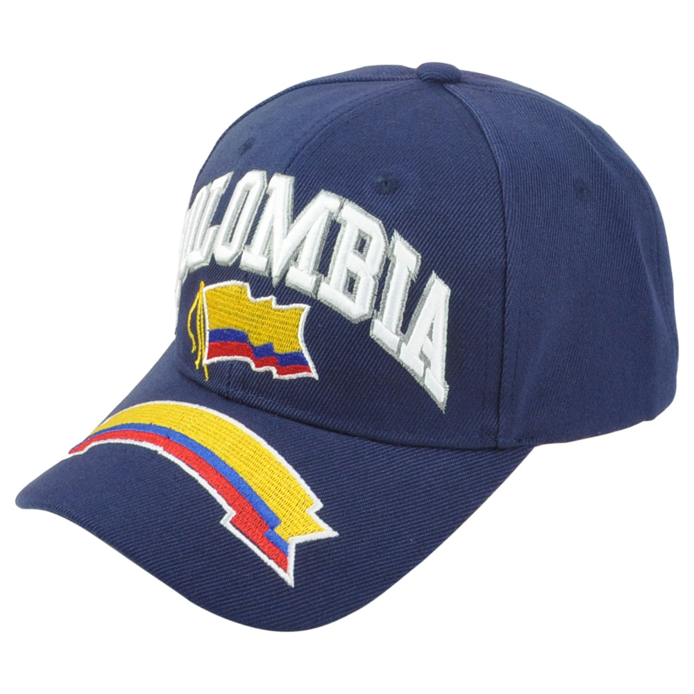 Colombia South America Country Blue Curved Bill Adjustable Adults Men Hat Cap