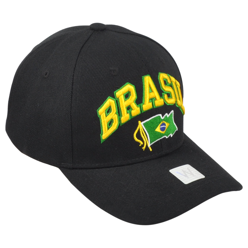 Brasil Brazil South America Country Black Curved Bill Adjustable Adults Hat Cap
