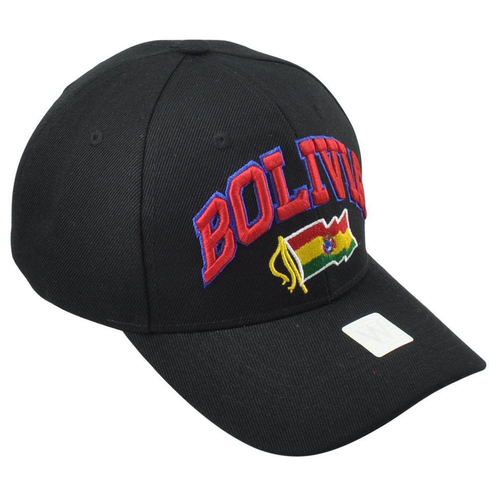 Bolivia South America Country Black Curved Bill Adjustable Adults Men Hat Cap