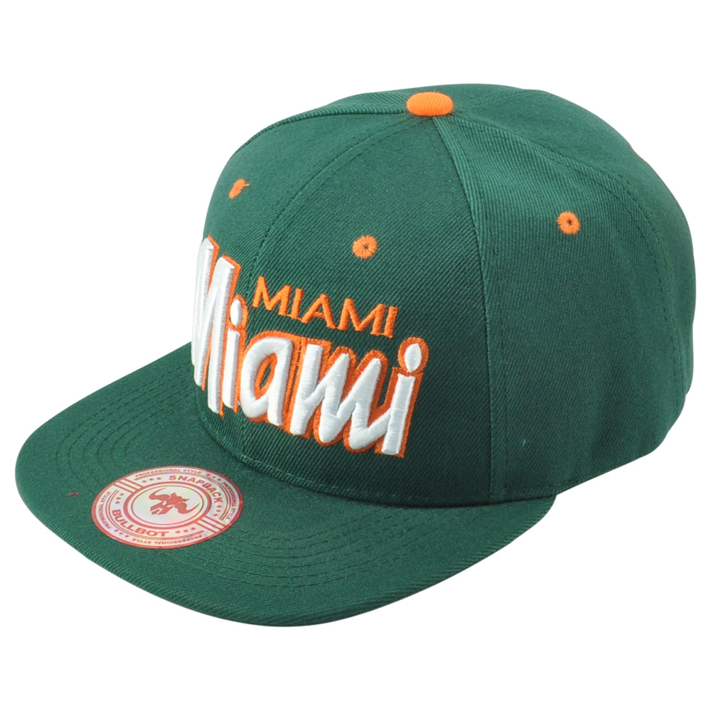 Miami City Florida USA Green Flat Bill Snapback Adjustable Adults Men Hat Cap