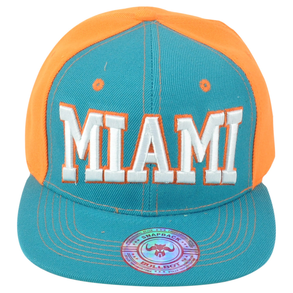 Miami City Florida USA Two Tone Flat Bill Snapback Adjustable Adult Men Hat Cap