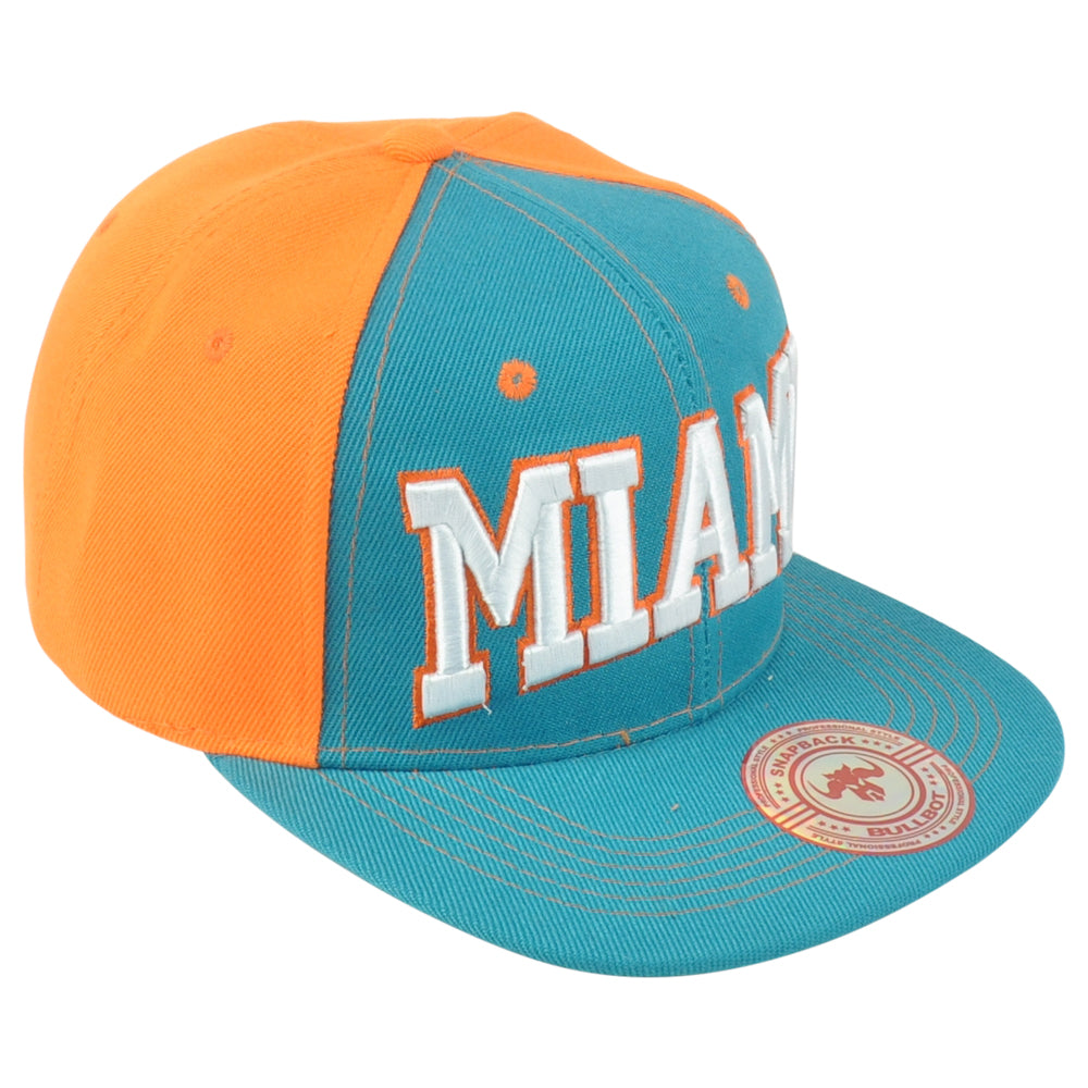 Miami City Florida USA Two Tone Flat Bill Snapback Adjustable Adult Men Hat Cap
